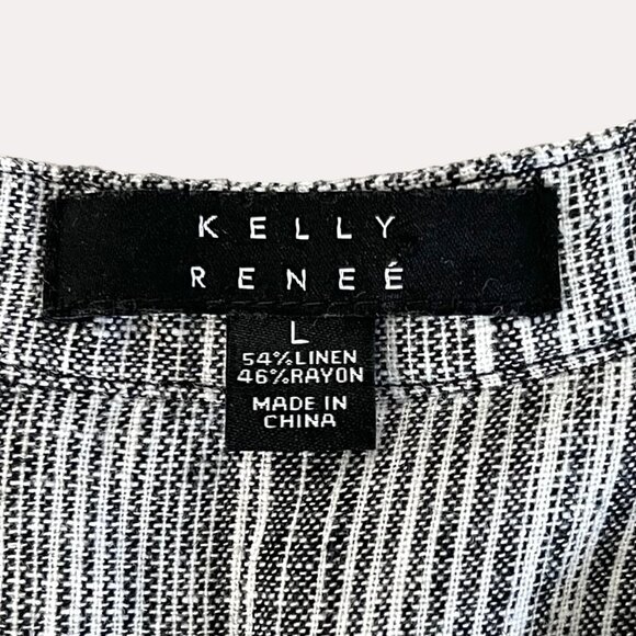 Kelly Renée Sleeveless Striped Romper Jumpsuit Drawstring Waist Pockets Size L - Picture 3 of 14